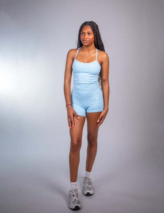 basic strappy sky blue set