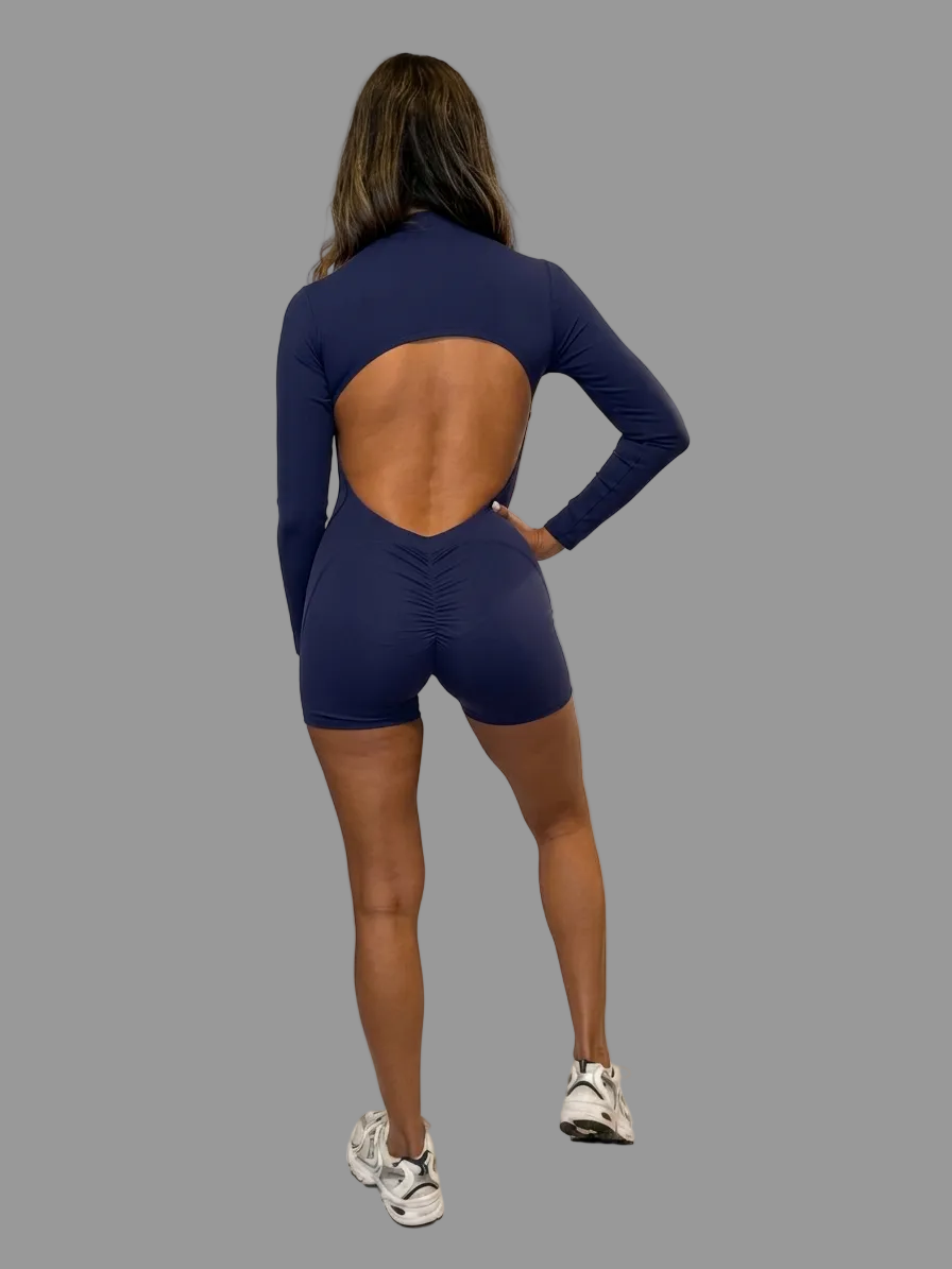 Navy short long sleeve bodysuit