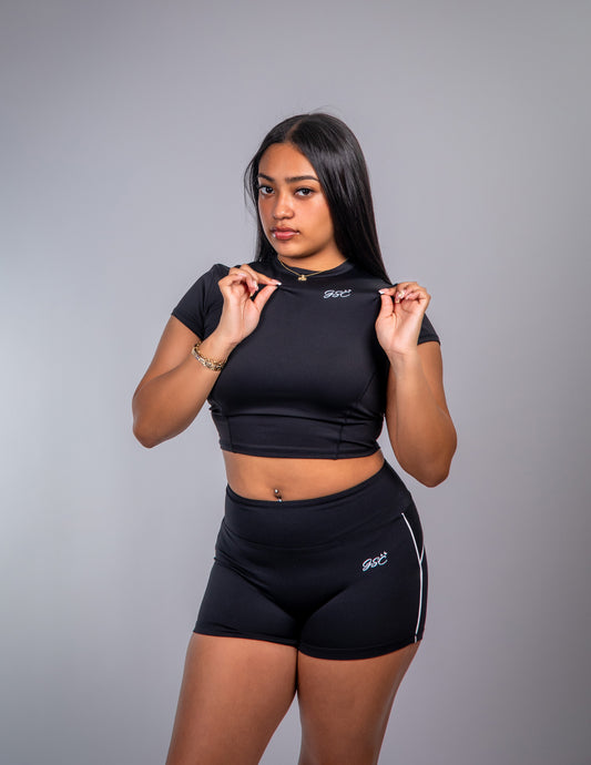 black short sleeve set