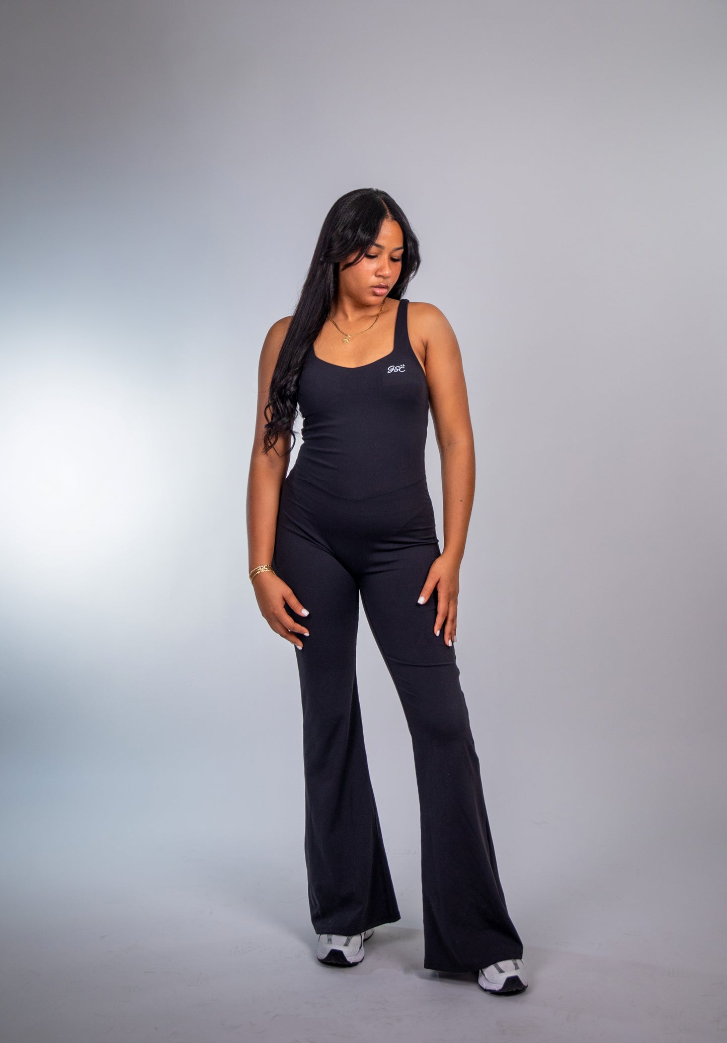 chic black strappy jumpsuit